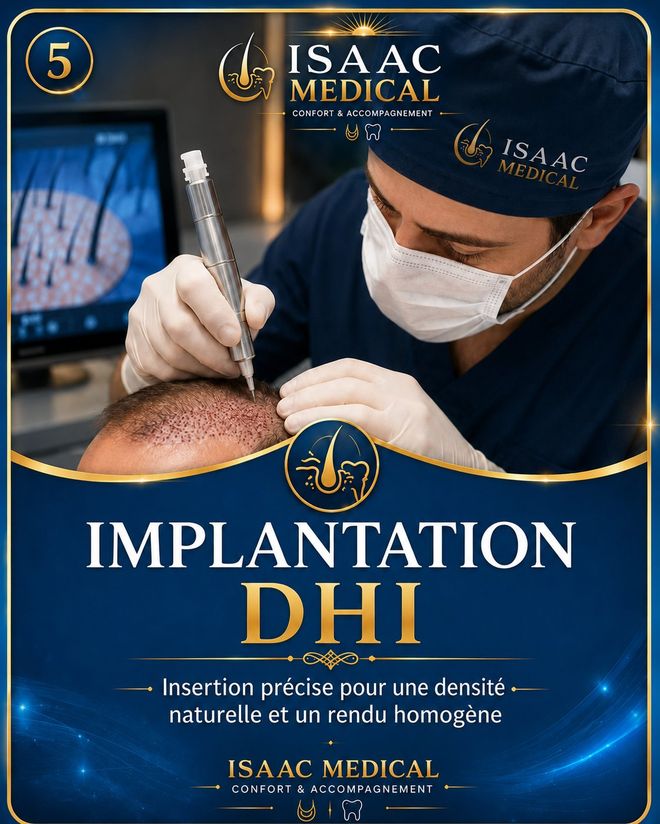 Étape 5 — Implantation DHI : insertion précise pour une densité naturelle